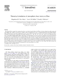Numerical Simulation of Atmospheric Bore Waves on Mars