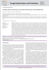 Pseudocercospora and Allied Genera Associated with Leaf Spots of Banana (Musa Spp.)