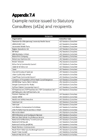 Appendix 7.4 Example Notice Issued to Statutory Consultees (S42a) and Recipients