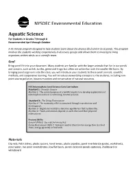 Aquatic Science for Students in Grades 7 Through 8 Recommended April Through October