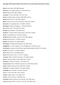 Biographies Abbreviations (Wilson Online Reference and Name/Date/Relationship to Wilson)