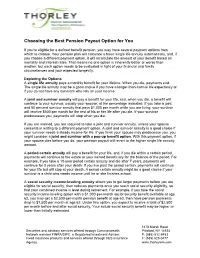 Choosing the Best Pension Payout Option for You