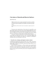 Curvatures of Smooth and Discrete Surfaces
