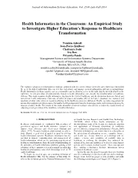 Health Informatics in the Classroom: an Empirical Study to Investigate Higher Education’S Response to Healthcare Transformation