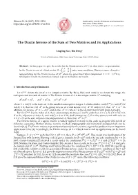 The Drazin Inverse of the Sum of Two Matrices and Its Applications
