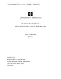 THE HOSTILE MEDIA EFFECT in a GLOBAL PERSPECTIVE the Hostile Media Effect in Lebanon: Differences in Perceptions of Western