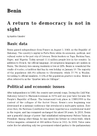 Benin a Return to Democracy Is Not in Sight