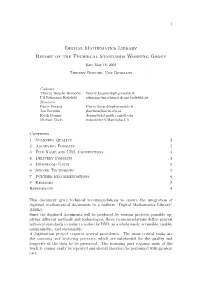 Digital Mathematics Library Report of the Technical Standards Working Group