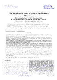 Dust and Molecular Shells in Asymptotic Giant Branch Stars⋆⋆⋆⋆⋆⋆