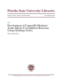 Mediated Azide-Alkyne Cycloaddition Reactions Using Chelating Azides Wendy S