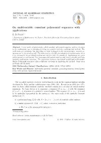 On Multivariable Cumulant Polynomial Sequences with Applications E