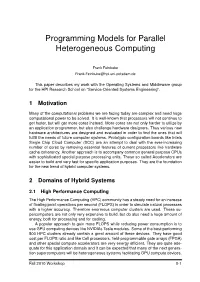 Programming Models for Parallel Heterogeneous Computing