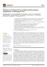 Synthesis of N-Doped Tio2 for Efficient Photocatalytic Degradation