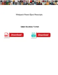 Webpack React Eject Rescripts
