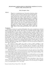Historical Development of the Ethnic Question in Tafawa Balewa Area of Bauchi State
