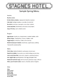 Sample Spring Menu