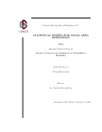 Statistical Models for Small Area Estimation