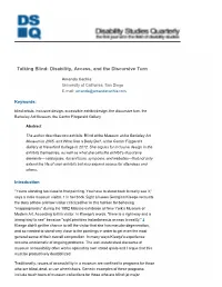 Talking Blind: Disability, Access, and the Discursive Turn