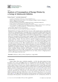 Analysis of Consumption of Energy Drinks by a Group of Adolescent Athletes