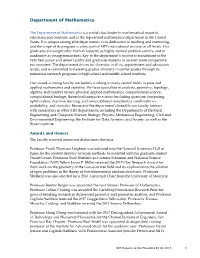 Department of Mathematics, Report to the President 2016-2017
