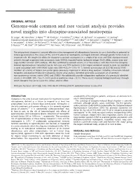 Genome-Wide Common and Rare Variant Analysis Provides Novel Insights Into Clozapine-Associated Neutropenia