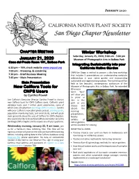 JANUARY 21, 2020 New Calflora Tools for CNPS Users Winter