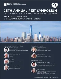 NYU SPS 2021 REIT Sypmposum Agenda Program