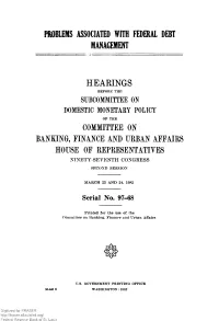 Problems Associated with Federal Debt Management