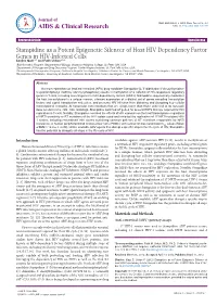 Stampidine As a Potent Epigenetic Silencer of Host HIV Dependency