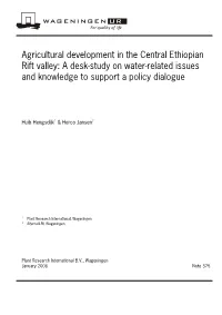 Agricultural Development in the Central Ethiopian Rift Valley: a Desk-Study on Water-Related Issues and Knowledge to Support a Policy Dialogue