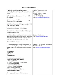 AVAILABLE CONTENTS 1. Hymns Ancient and Modern New Standard