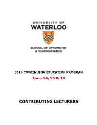 Contributing Lecturers
