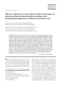 Efficacy of Physical Exercise Using the Balance Board Game On