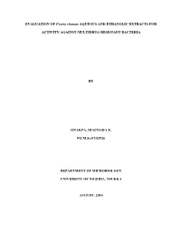 EVALUATION of Uvaria Chamae AQUEOUS and ETHANOLIC EXTRACTS FOR