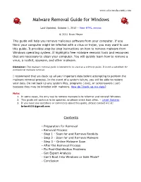 Malware Removal Guide for Windows