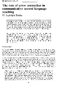 The Role of Error Correction in Communicative Second Language Teaching H