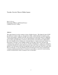 Towards a Narrative Theory of Political Agency Marc D. Froese