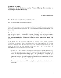 Urgent Call for Action: Making Use of the Conference on the Future of Europe for Reforming Or Abolishing the EURATOM Treaty