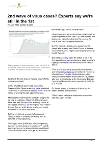 2Nd Wave of Virus Cases? Experts Say We're Still in the 1St 21 June 2020, by Mike Stobbe