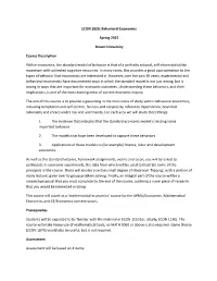 ECON 1820: Behavioral Economics Spring 2015 Brown University Course Description Within Economics, the Standard Model of Be