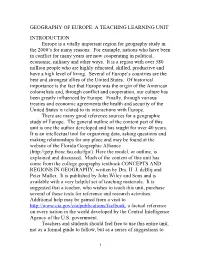 Geography of Europe: a Teaching Learning Unit
