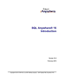 SQL Anywhere® 16 Introduction