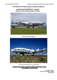 Super Constellation VH-EAG Engineering Heritage Recognition Nomination Document