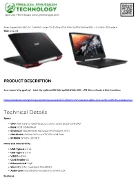Technical Details Specs