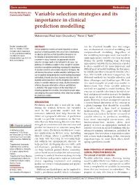 Variable Selection Strategies and Its Importance in Clinical Prediction Modelling