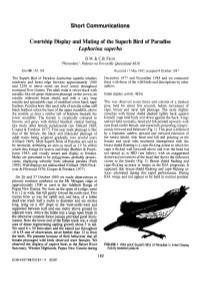 Short Communications Courtship Display and Mating of the Superb