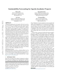 Sustainability Forecasting for Apache Incubator Projects