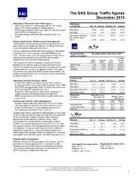 The SAS Group Traffic Figures December 2012