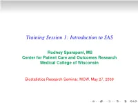 Introduction to SAS