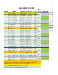 Payroll Calendar 2021